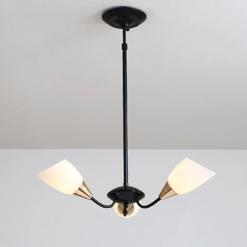 IP67 Gecertificeerde Zwarte 3/6/8-lichts hangende kroonluchter Klassieke matglazen ovale kap hanglamp met Spoetnik-ontwerp