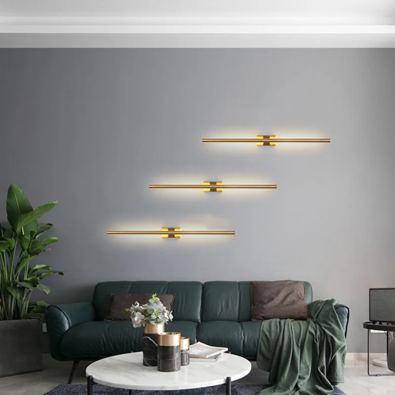 Lineair gevormde LED-wandmontagelamp Moderne acryl woonkamer wandlamp inclusief batterijen