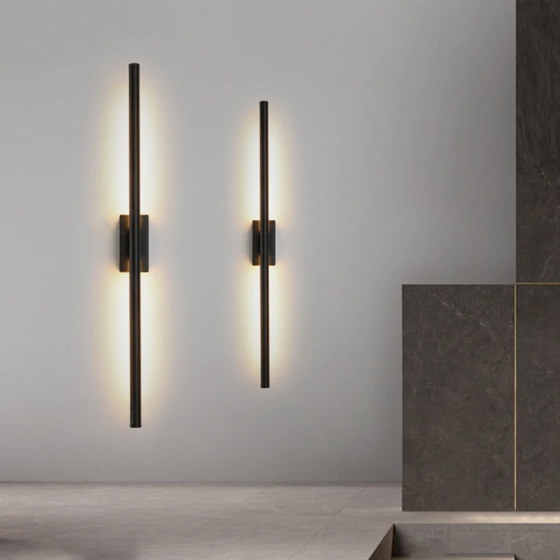 Lineair gevormde LED-wandmontagelamp Moderne acryl woonkamer wandlamp inclusief batterijen