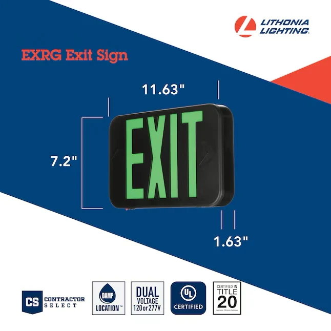 Lithonia Lighting EXRG Series 0.3-Watt 120/277-Volt LED Zwart Hardwired Exit Light Red/Green Lights