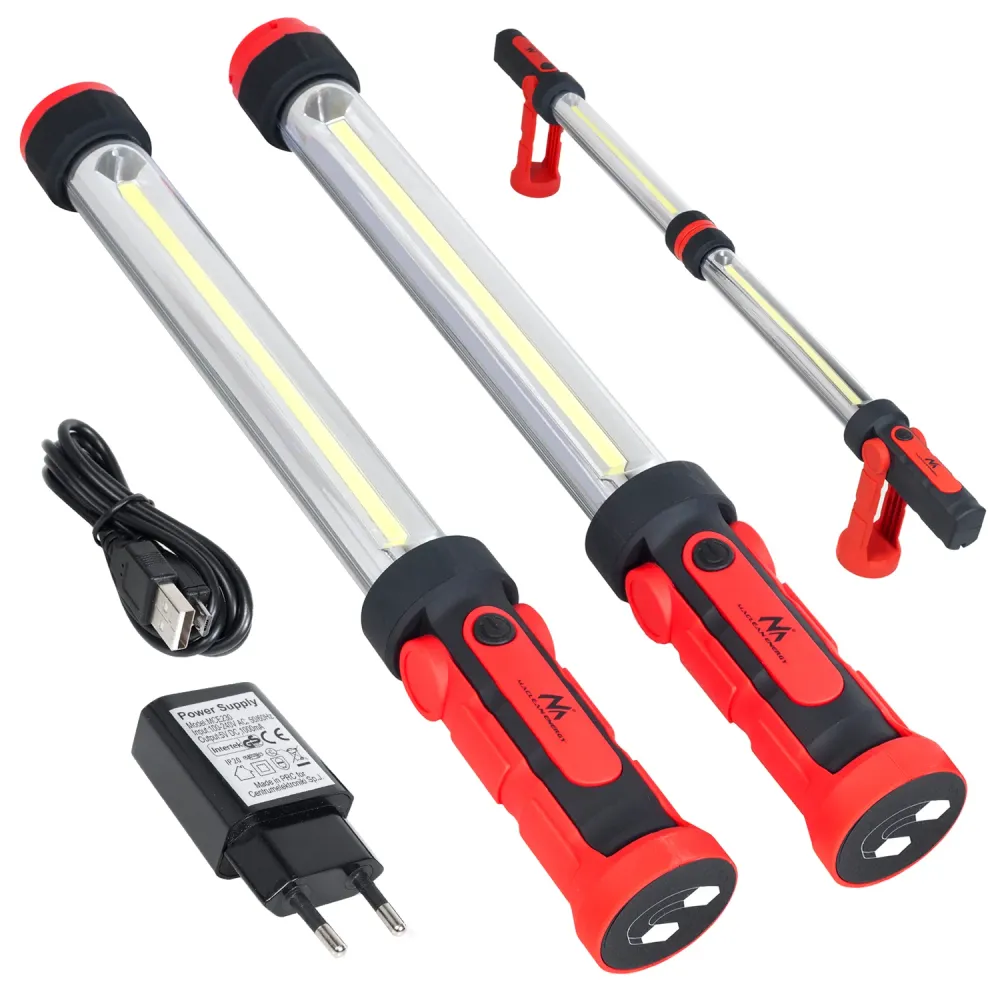 Looplamp werklamp LED XXL MCE230 Maclean Energy, 2 stuks lampen met hanger en magneet met SOS-functie