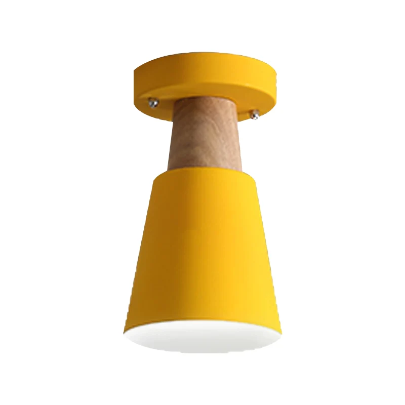 Macaron Conic Semi Flushmount Light 1 Head Metalen Semi Flush Mount Ceiling Light Grey/Pink/Yellow/Green Pink
