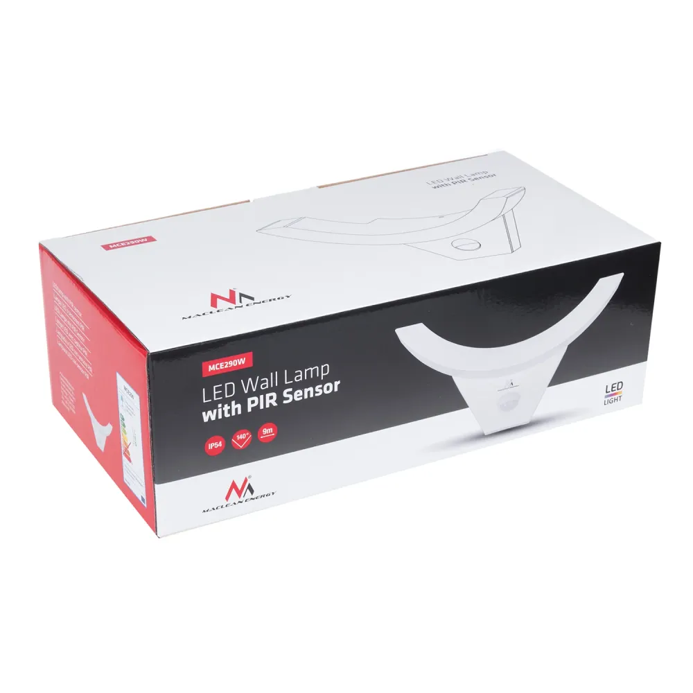 Maclean - LED-lamp met infrarood bewegingssensor/ 800lm 10W IP54 - Wit met SOS-functie