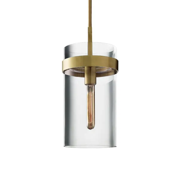 Messing cilinder plafond hanglamp postmodern 1-lichts glanzend glazen hanglampset