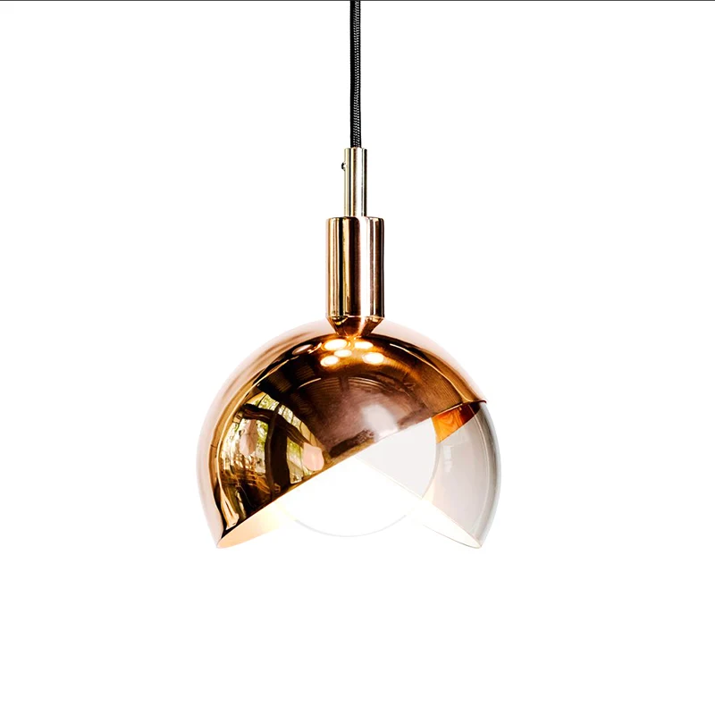 Metalen hanglamp met dubbele koepel, minimalistisch, 1 lamp, schitterend glazen ophanglamp met SOS-functie