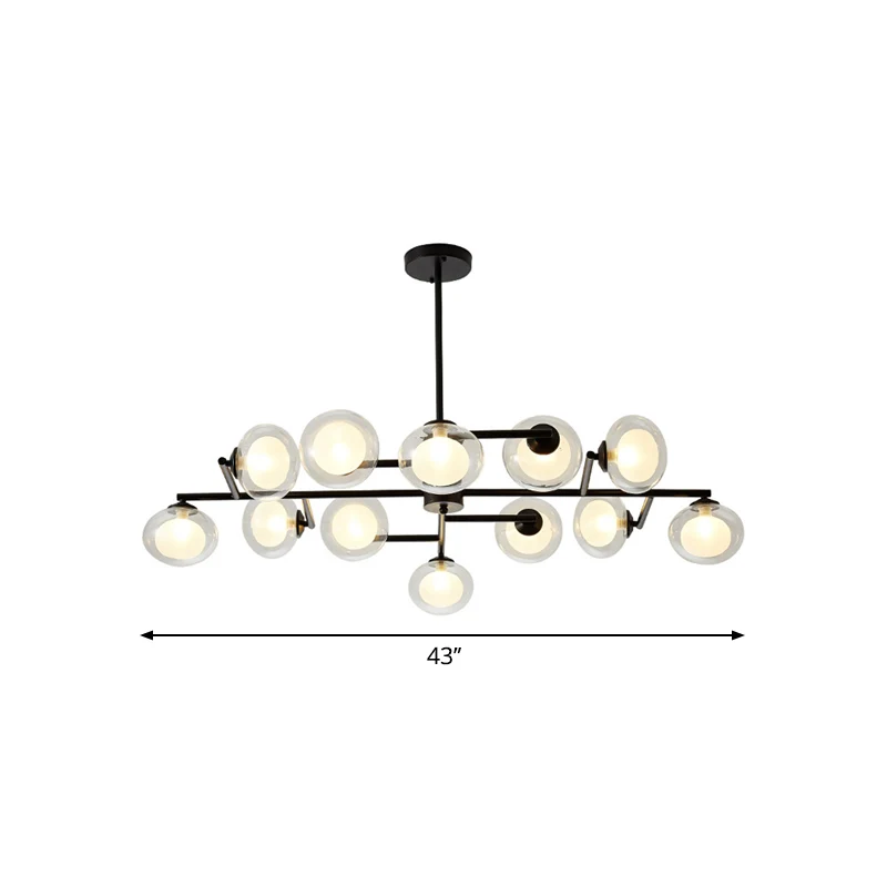 Moderne eenvoudige ovale schaduw eilandlamp 8/12 lampen glazen hanglamp zwart/wit inclusief batterijen