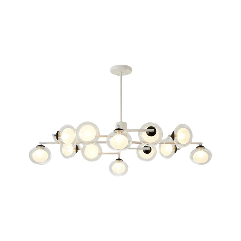 Moderne eenvoudige ovale schaduw eilandlamp 8/12 lampen glazen hanglamp zwart/wit inclusief batterijen