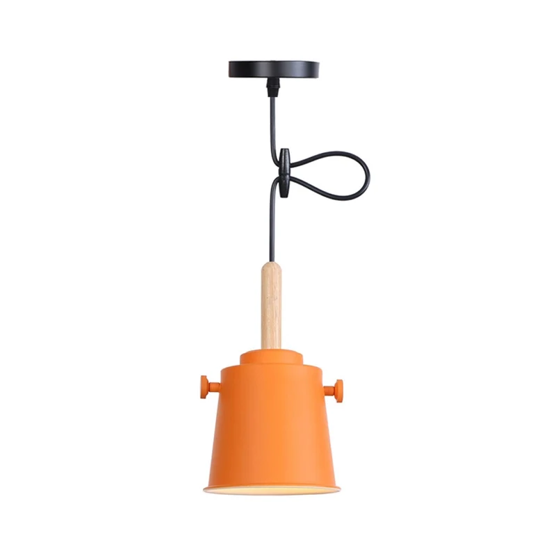 Moderne hanglamp met verstelbaar snoer Enkele lichte metalen hanglamp hout inclusief batterijen