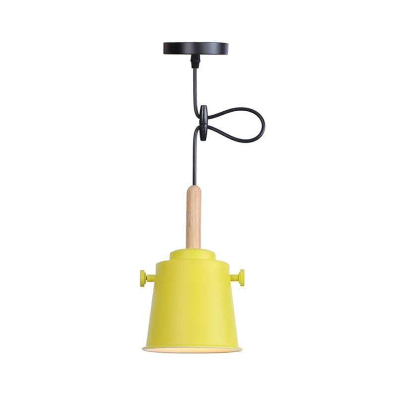 Moderne hanglamp met verstelbaar snoer Enkele lichte metalen hanglamp hout inclusief batterijen