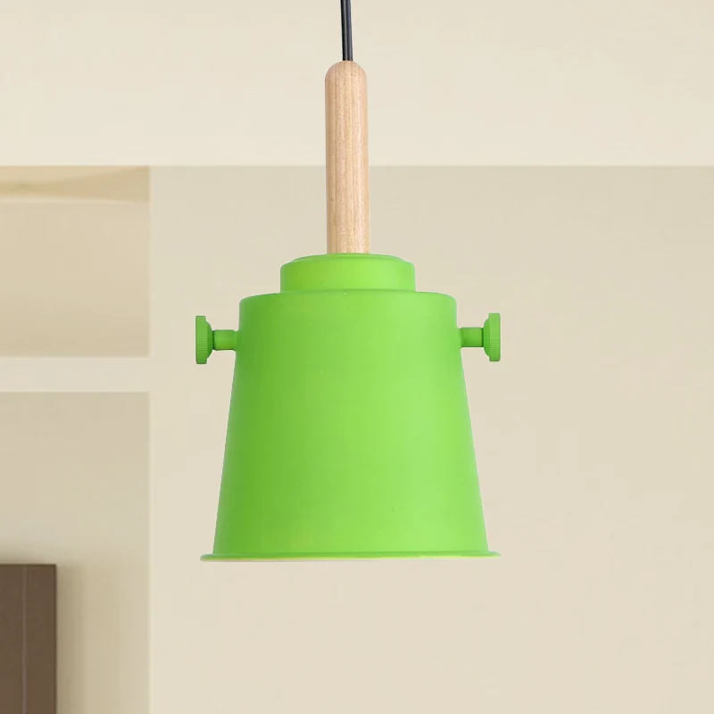 Moderne hanglamp met verstelbaar snoer Enkele lichte metalen hanglamp hout inclusief batterijen