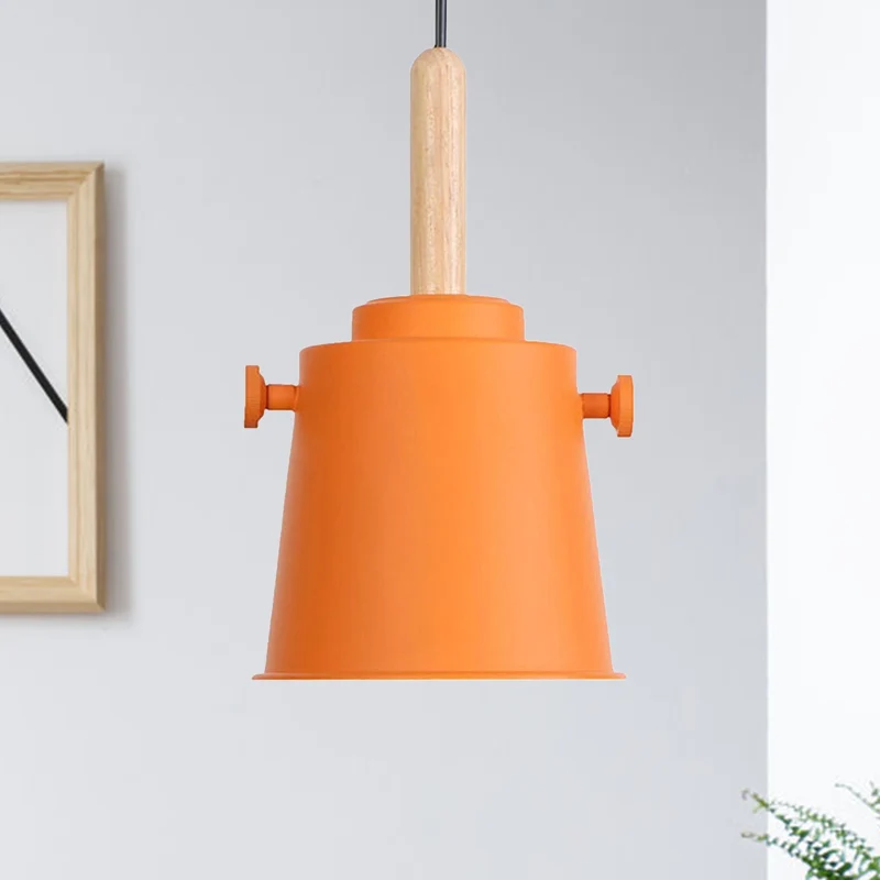 Moderne hanglamp met verstelbaar snoer Enkele lichte metalen hanglamp hout inclusief batterijen