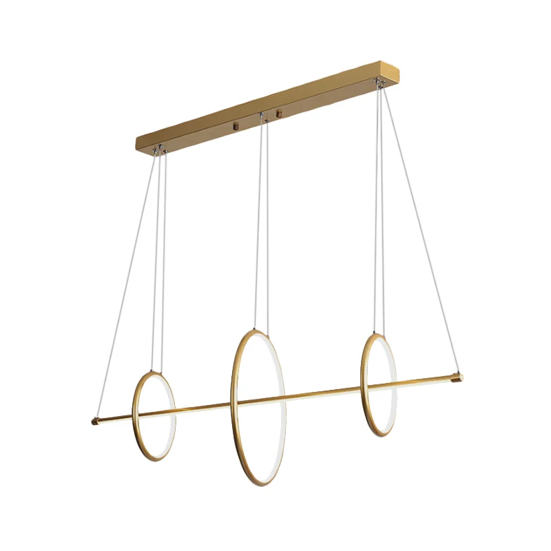 Oplaadbare LED Acryl lineaire hanglamp modernistisch zwart/goud LED eiland hanglamp met 3 ringen ontwerp