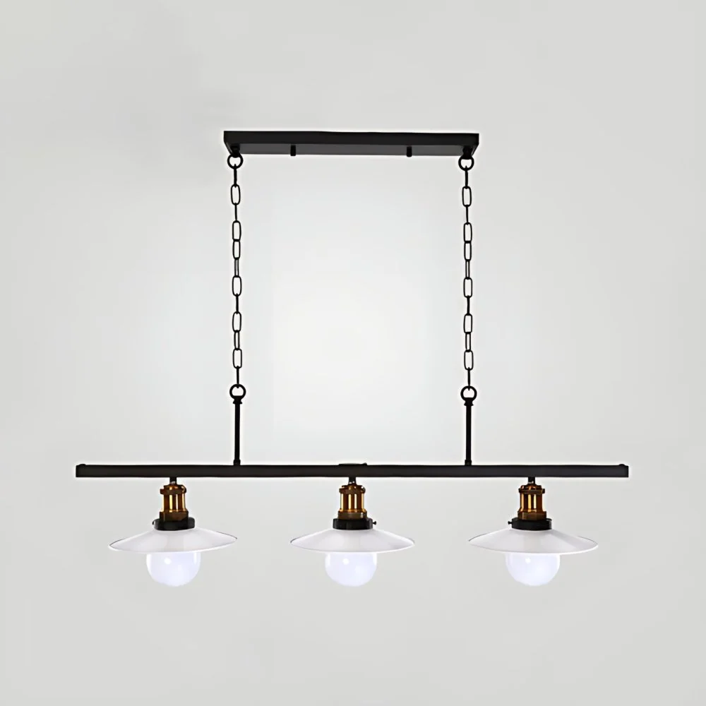 Oplaadbare LED Cone metalen hangende hanglamp, industriële 2/3-lichts keukeneilandlamp wit met ketting