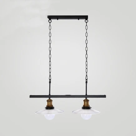 Oplaadbare LED Cone metalen hangende hanglamp, industriële 2/3-lichts keukeneilandlamp wit met ketting