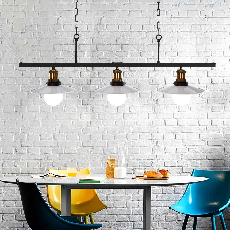 Oplaadbare LED Cone metalen hangende hanglamp, industriële 2/3-lichts keukeneilandlamp wit met ketting