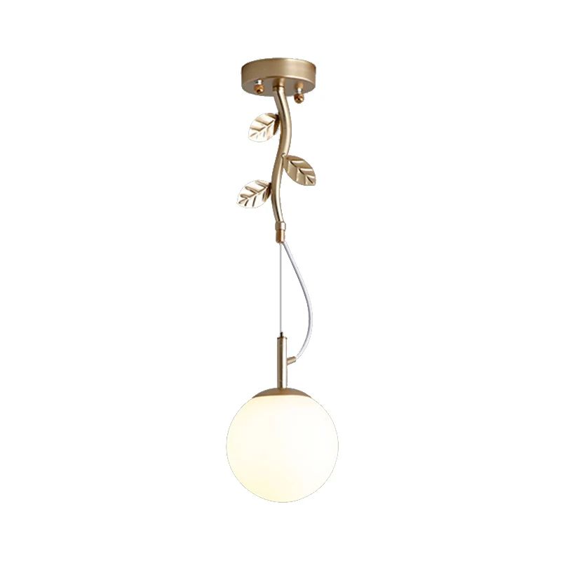 Oplaadbare LED Gouden plantvormige hanglamp Eigentijdse hanglamp van opaalglas met matglas voor hotel
