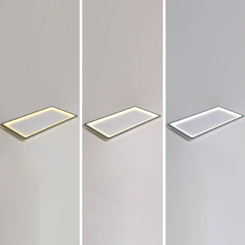 Oplaadbare LED Noordse LED-plafondlamp, donkergrijs, ultradun paneel, inbouw met acrylkap