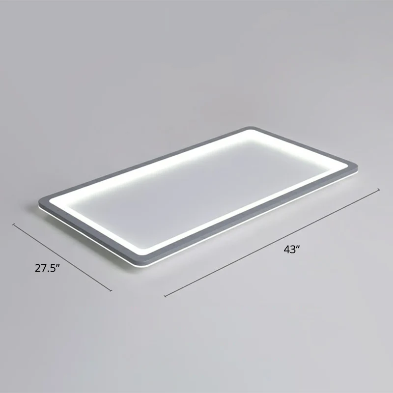 Oplaadbare LED Noordse LED-plafondlamp, donkergrijs, ultradun paneel, inbouw met acrylkap