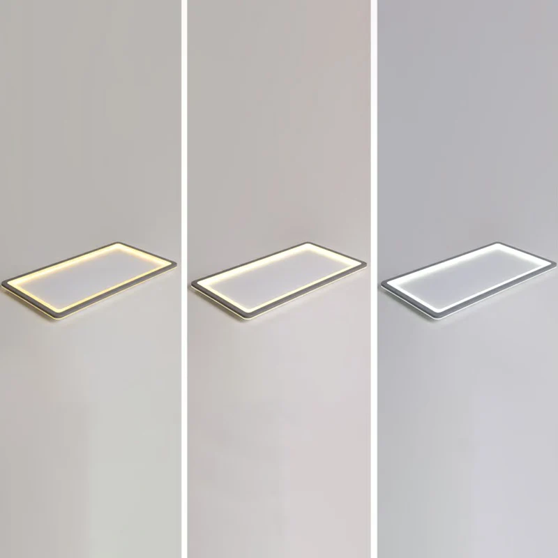 Oplaadbare LED Noordse LED-plafondlamp, donkergrijs, ultradun paneel, inbouw met acrylkap