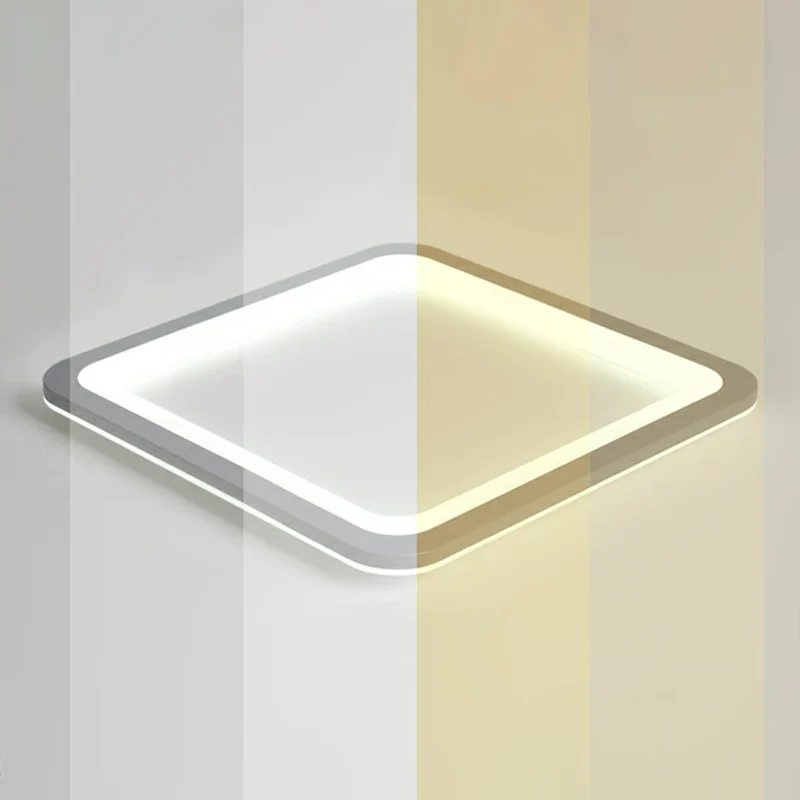 Oplaadbare LED Noordse LED-plafondlamp, donkergrijs, ultradun paneel, inbouw met acrylkap