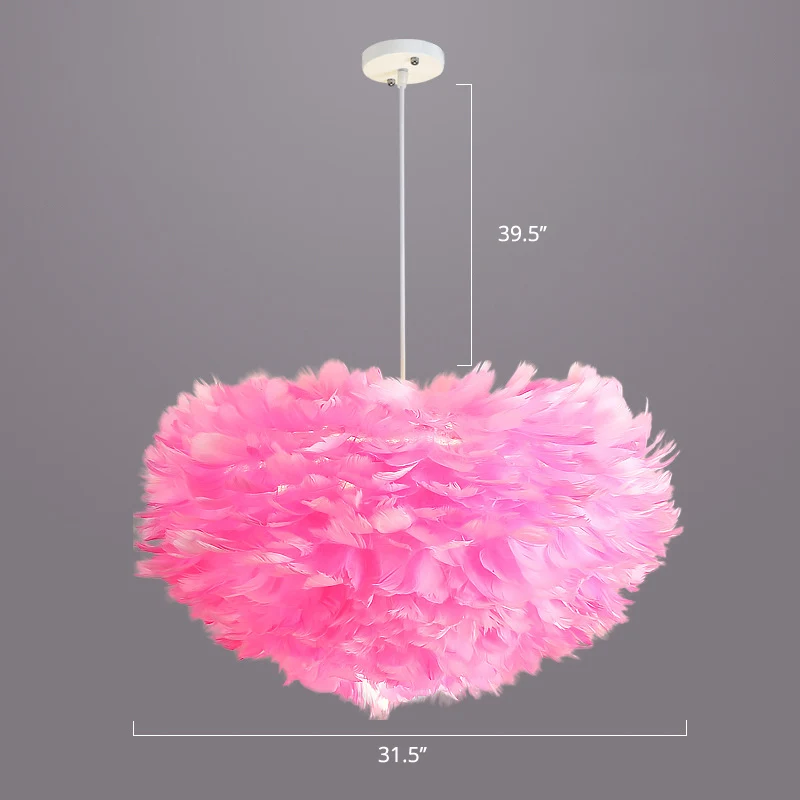 Oplaadbare LED Slaapkamerophanglamp, hangende hanglamp Scandinavische stijl met koepelvormige verenkap