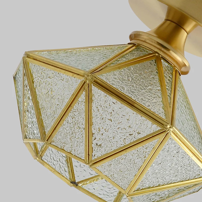 Professionele Waterdichte Diamanten hangende plafondlamp postmodern helder/matglas 1-lichts messing hanglamp met verstelba...