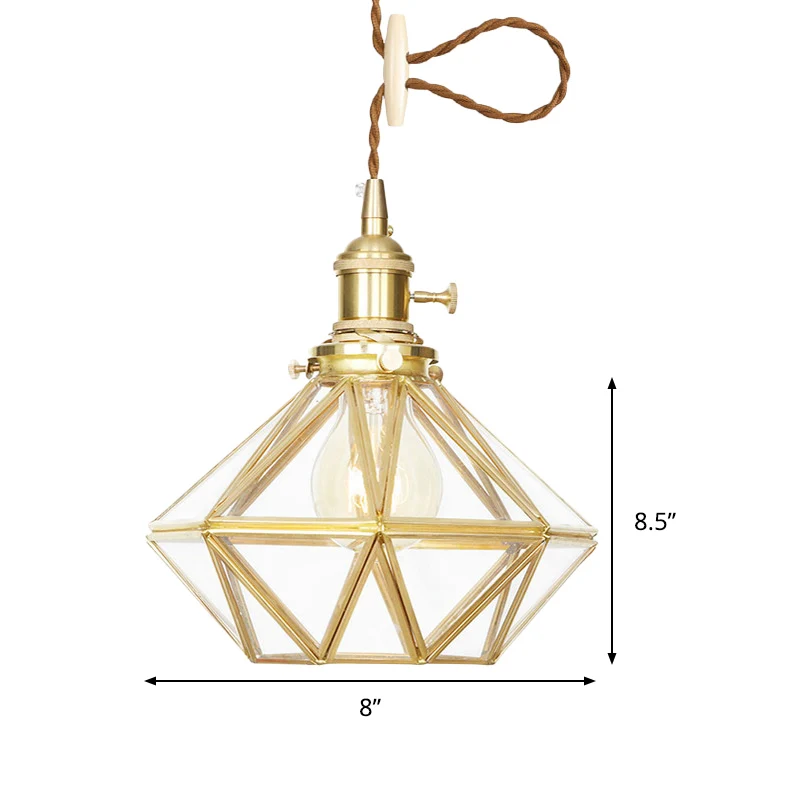 Professionele Waterdichte Diamanten hangende plafondlamp postmodern helder/matglas 1-lichts messing hanglamp met verstelba...