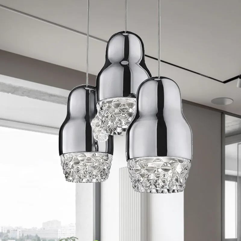 Professionele Waterdichte 1/3 hoofden metalen hanglamp met kalebasschaduw postmodern chroom/goud/roségoud hangende hanglam...