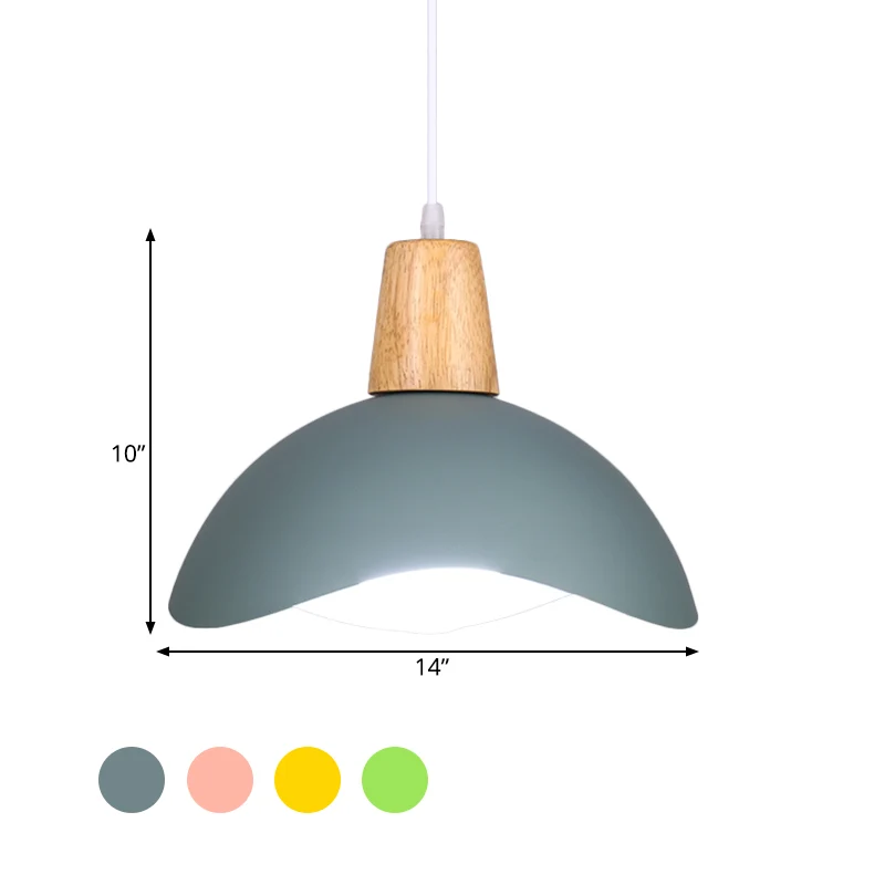 Professionele Waterdichte Zwaaiende koepel hangende verlichting Macaron ijzer 1-licht roze/geel/groene afwerking slingerla...