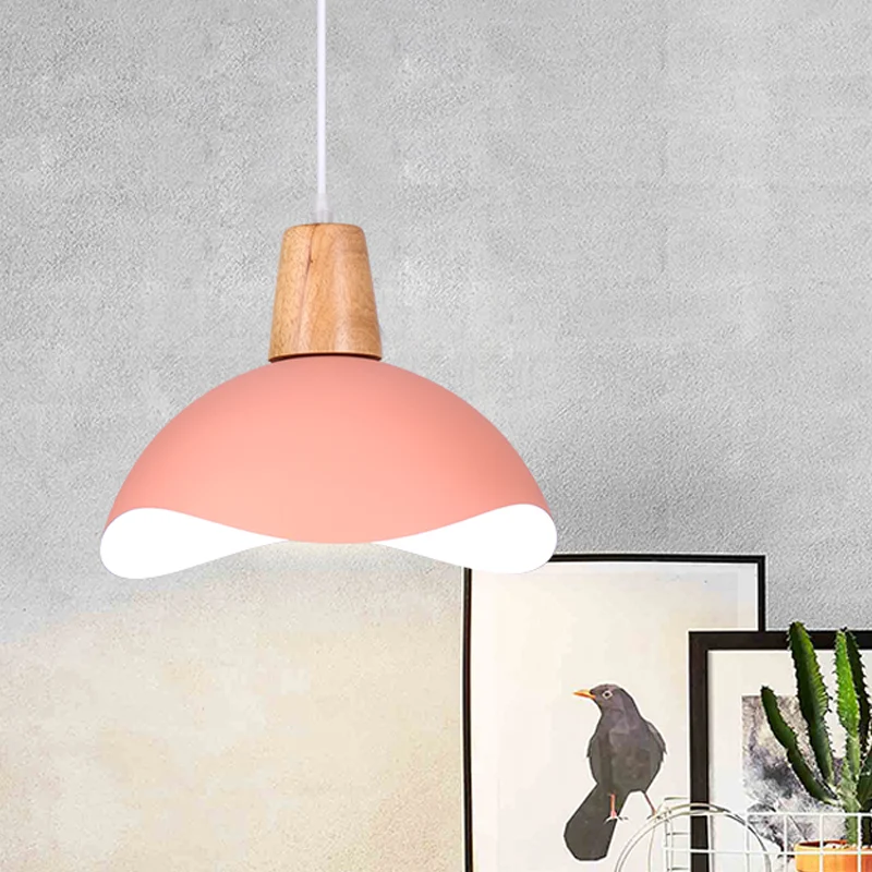 Professionele Waterdichte Zwaaiende koepel hangende verlichting Macaron ijzer 1-licht roze/geel/groene afwerking slingerla...