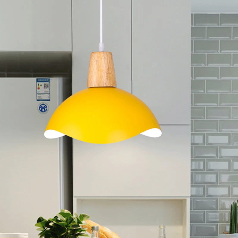 Professionele Waterdichte Zwaaiende koepel hangende verlichting Macaron ijzer 1-licht roze/geel/groene afwerking slingerla...