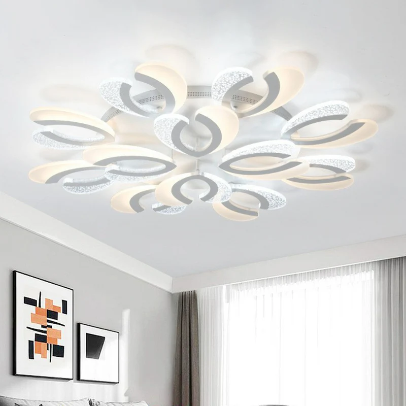 V-vormige LED semi-inbouw moderne acryl witte plafondlamp voor woonkamer met SOS-functie