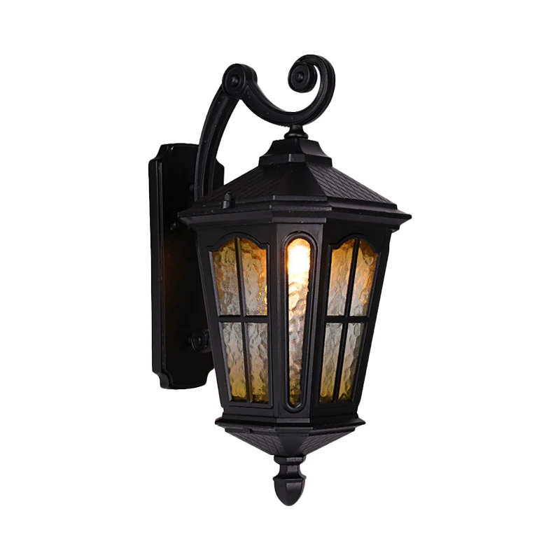 Zwart 1-kops wandmontage licht land schitterend waterglas lantaarn schaduw schanslamp voor buiten