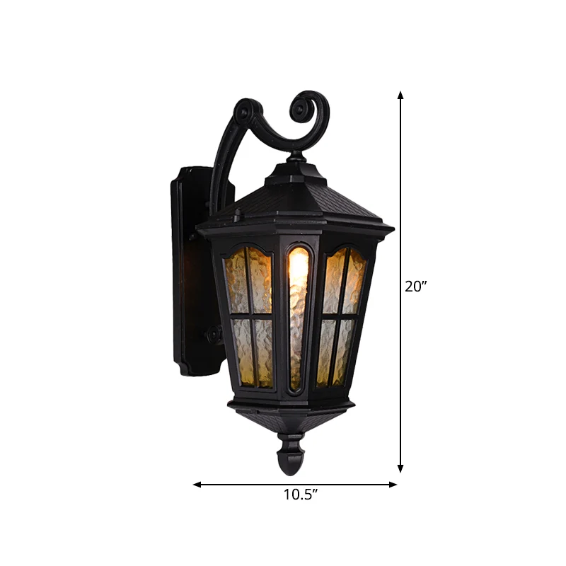 Zwart 1-kops wandmontage licht land schitterend waterglas lantaarn schaduw schanslamp voor buiten