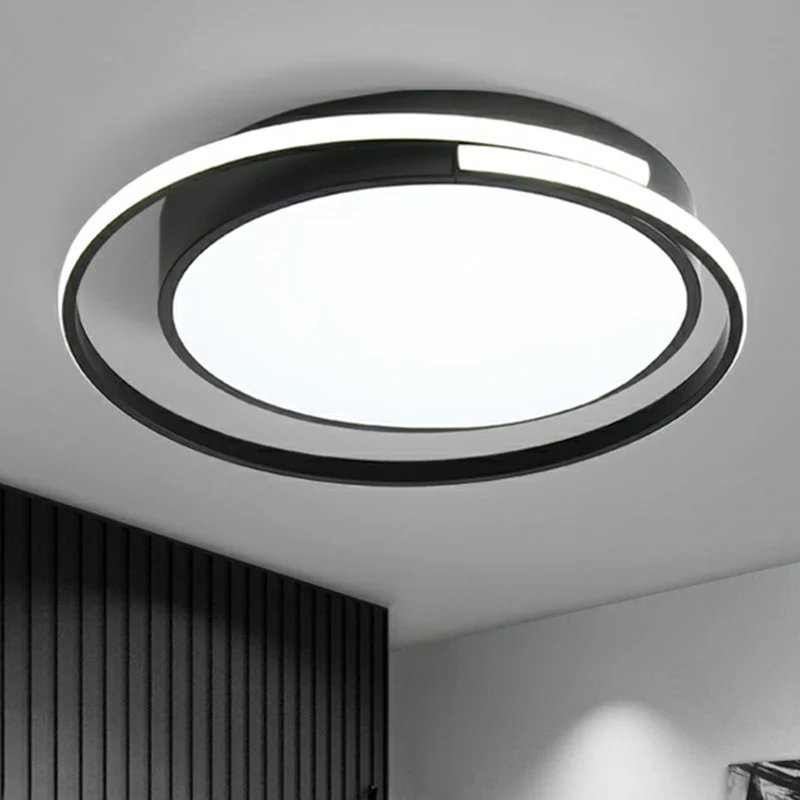 Zwarte ronde LED-plafondlamp Minimalisme Acryl Inbouwlamp met Halo-ring met SOS-functie