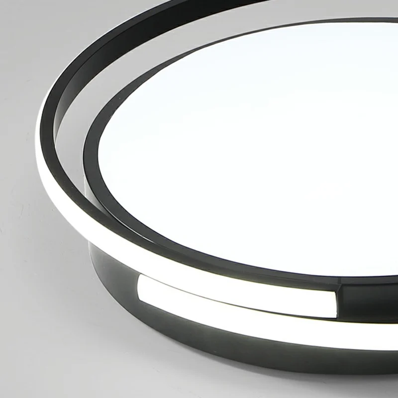 Zwarte ronde LED-plafondlamp Minimalisme Acryl Inbouwlamp met Halo-ring met SOS-functie