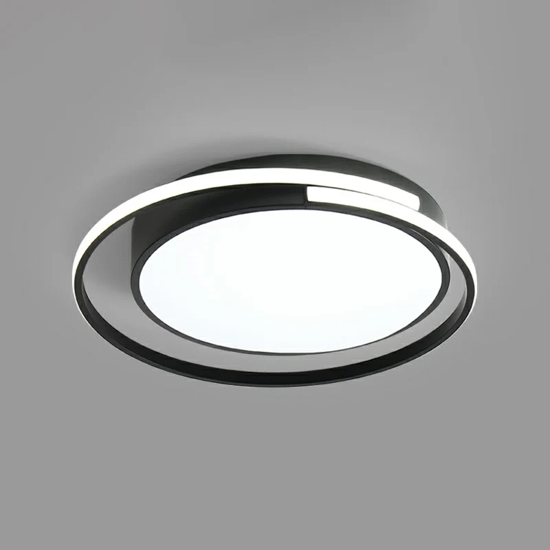 Zwarte ronde LED-plafondlamp Minimalisme Acryl Inbouwlamp met Halo-ring met SOS-functie