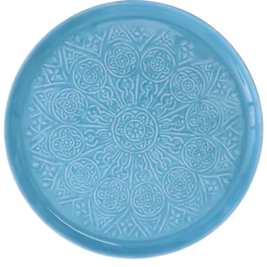 Large Round Metal Tray - Blauw