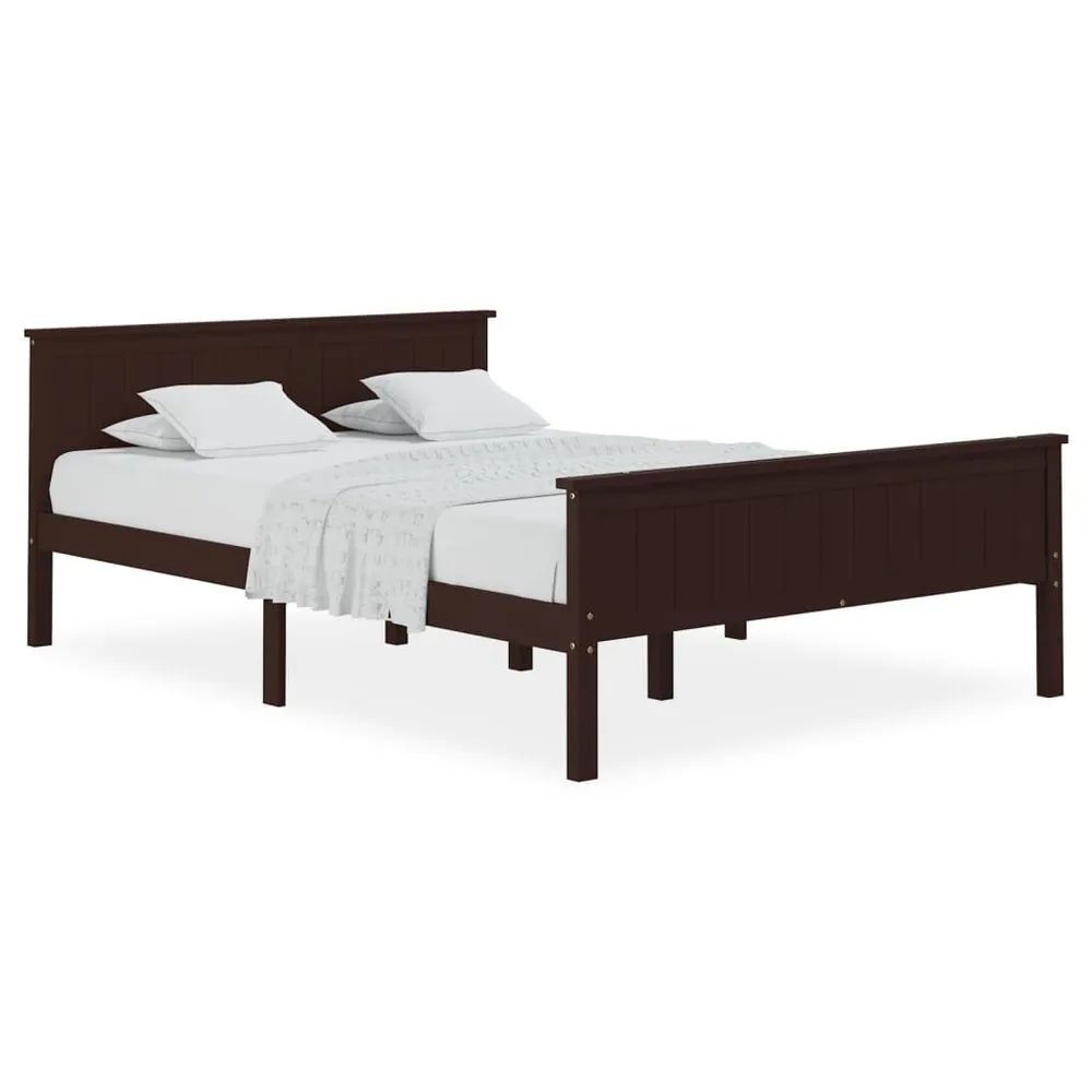 Bedframe massief grenenhout donkerbruin 160x200 cm