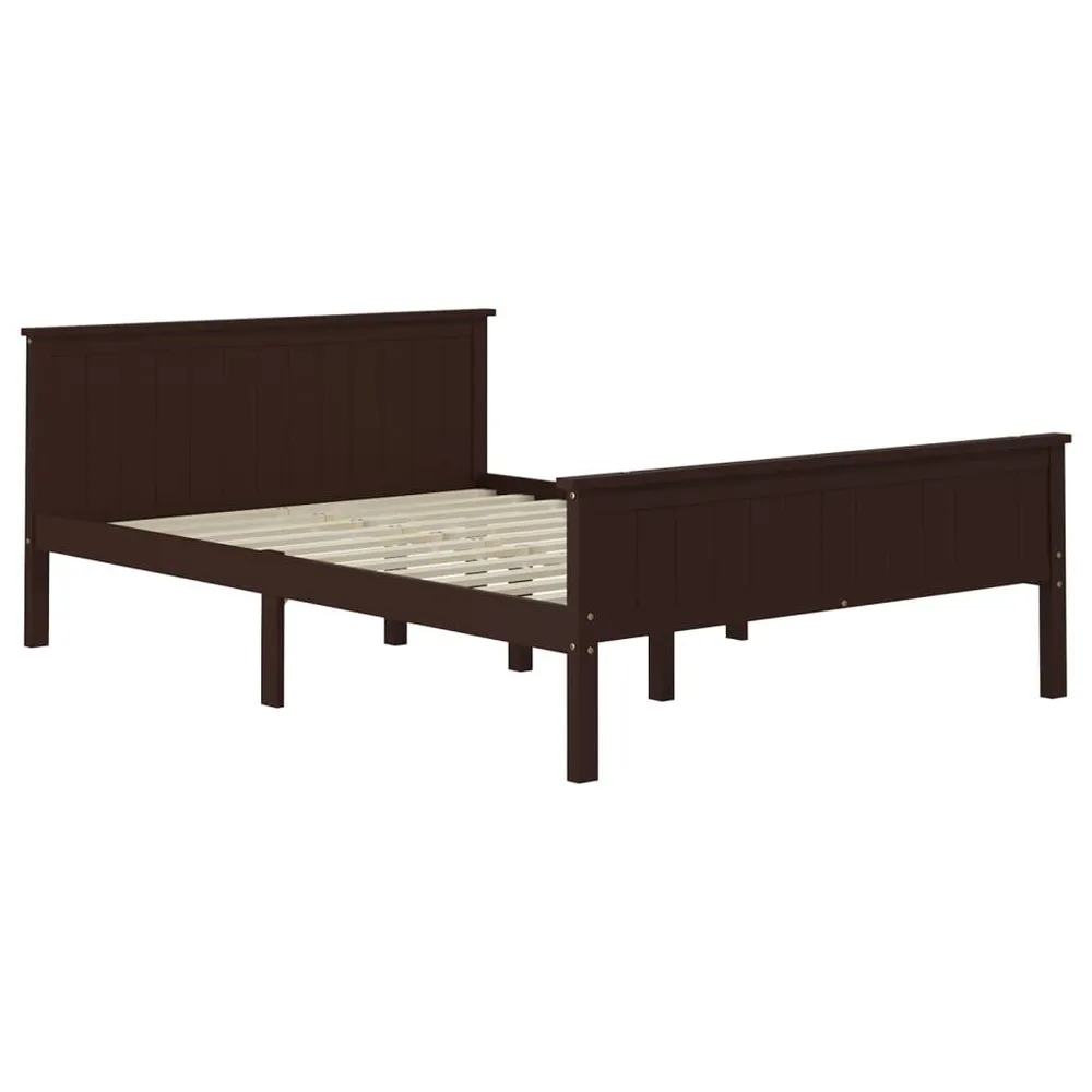 Bedframe massief grenenhout donkerbruin 160x200 cm
