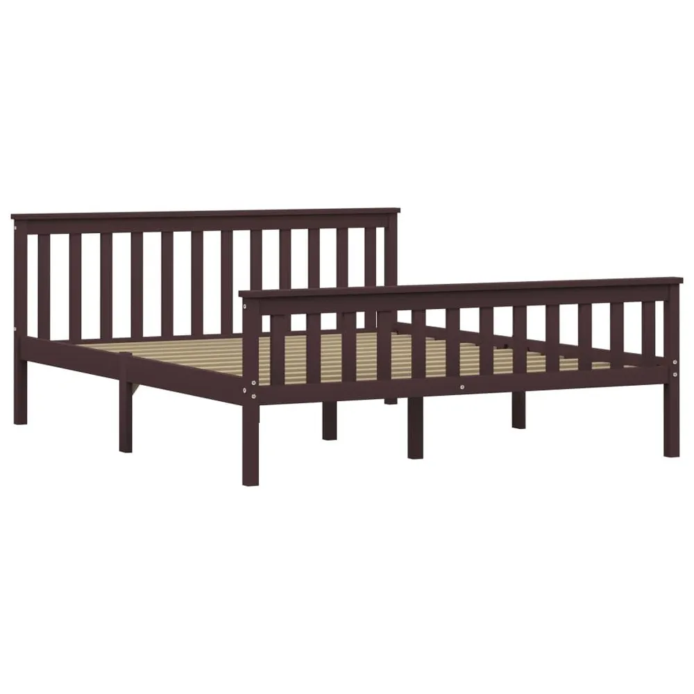 Bedframe massief grenenhout donkerbruin 160x200 cm