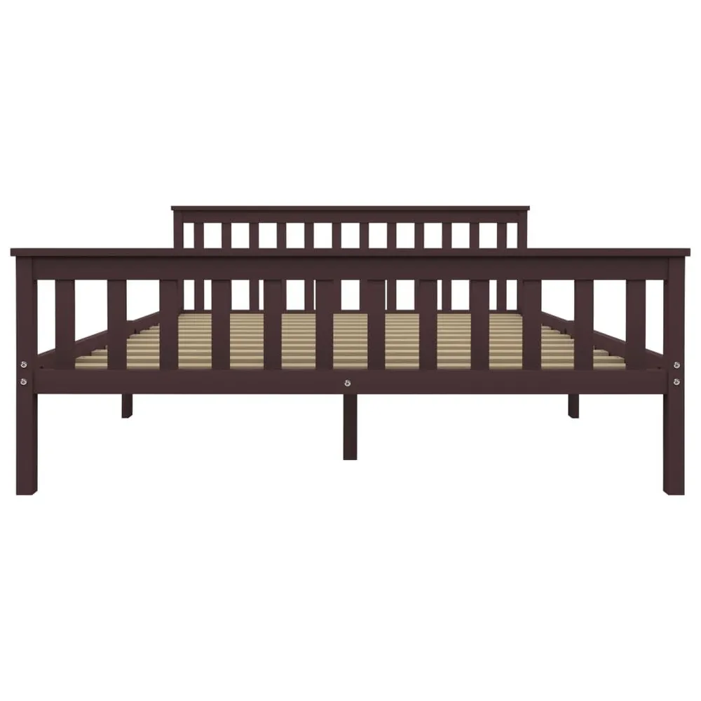Bedframe massief grenenhout donkerbruin 160x200 cm