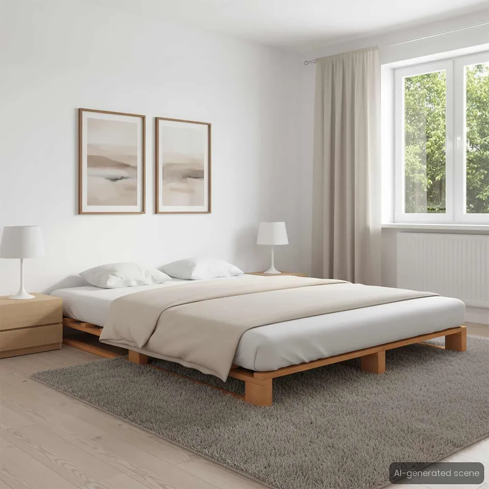Bedframe pallet massief grenenhout bruin 160x200 cm