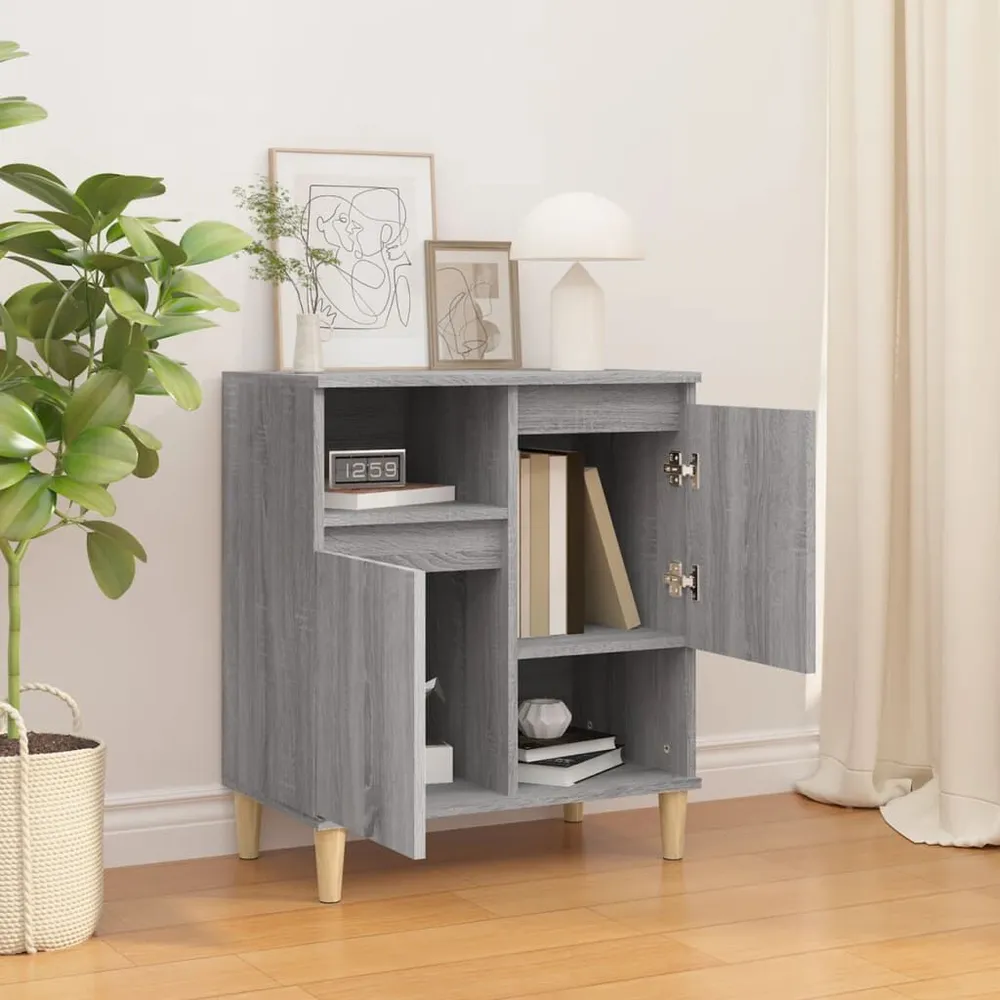 Dressoir 60x35x70 cm bewerkt hout grijs sonoma eikenkleurig