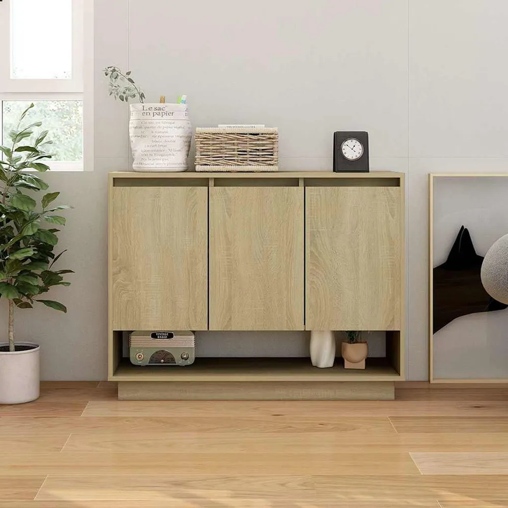 Dressoir 97x31x75 cm bewerkt hout sonoma eikenkleurig