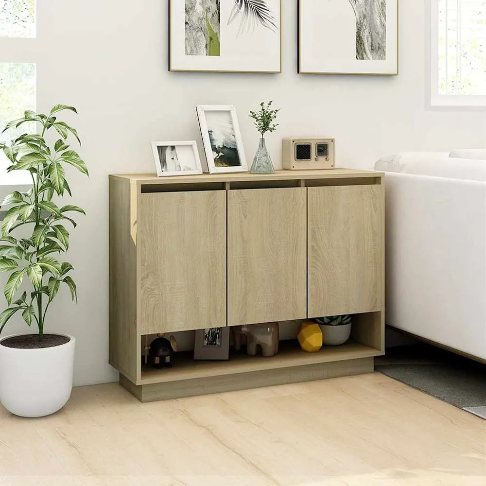 Dressoir 97x31x75 cm bewerkt hout sonoma eikenkleurig