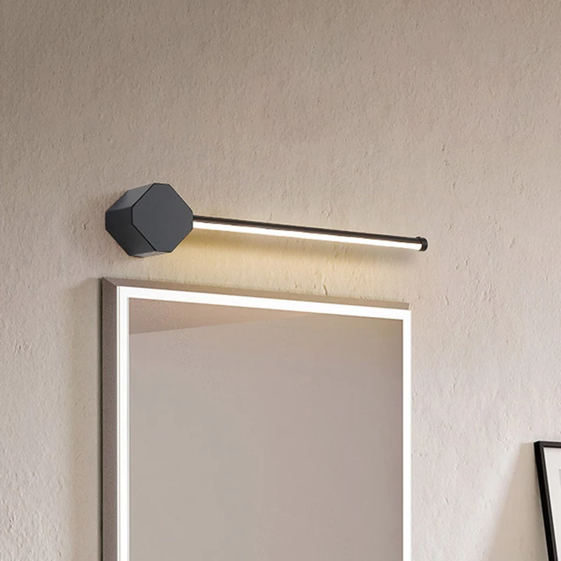 LED Badkamer Schans Eenvoudige Zwart/Wit Afwerking Vanity Wandlamp met Slanke Lineaire Acryl Schaduw, 16"/23.5" Lengte