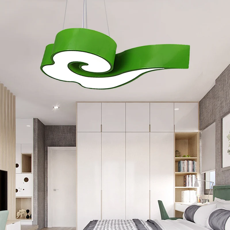 18"/22,5" brede wolk plafondkroonluchter Macaron acryl LED hanglamp rood/geel/blauw/groen voor kinderkamer, derde versnell...