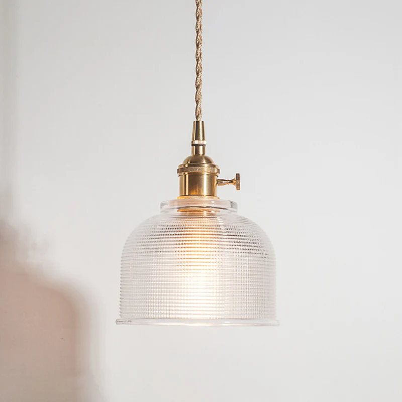 1-lichts bloemen/uitlopende/kegel hanglamp rustiek messing stralend geribbeld/gerasterd glazen plafond hanglamp boven tafel