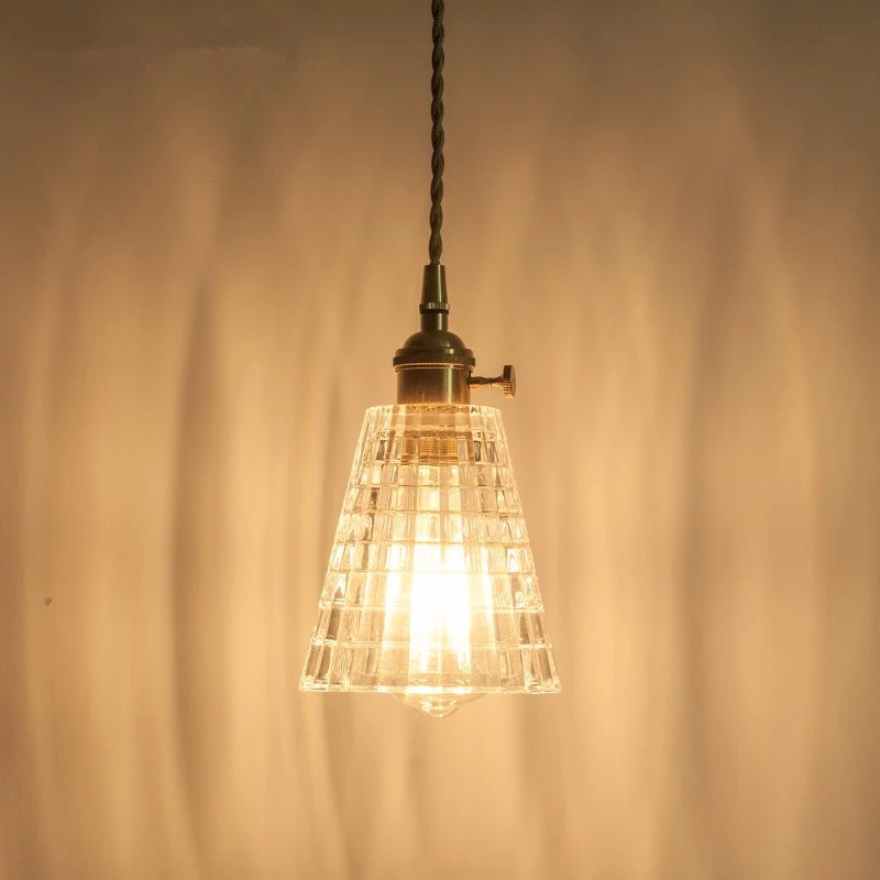 1-lichts bloemen/uitlopende/kegel hanglamp rustiek messing stralend geribbeld/gerasterd glazen plafond hanglamp boven tafel